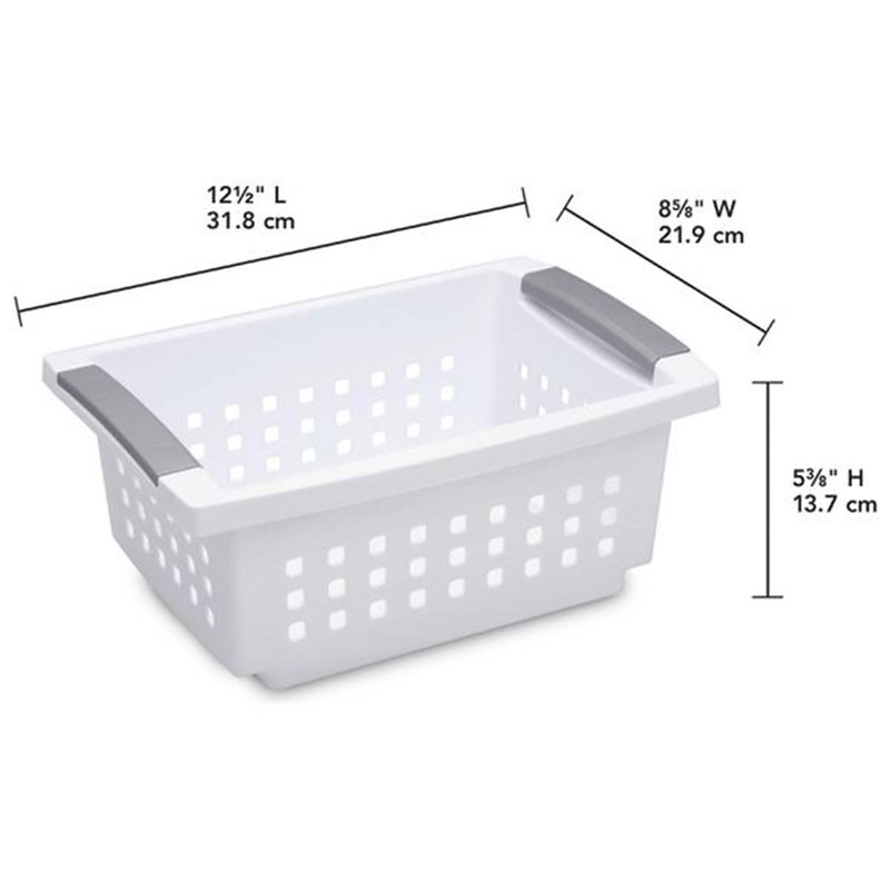 Sterilite 16608008 Small Stacking Basket with Vertical Stacking Functionality and