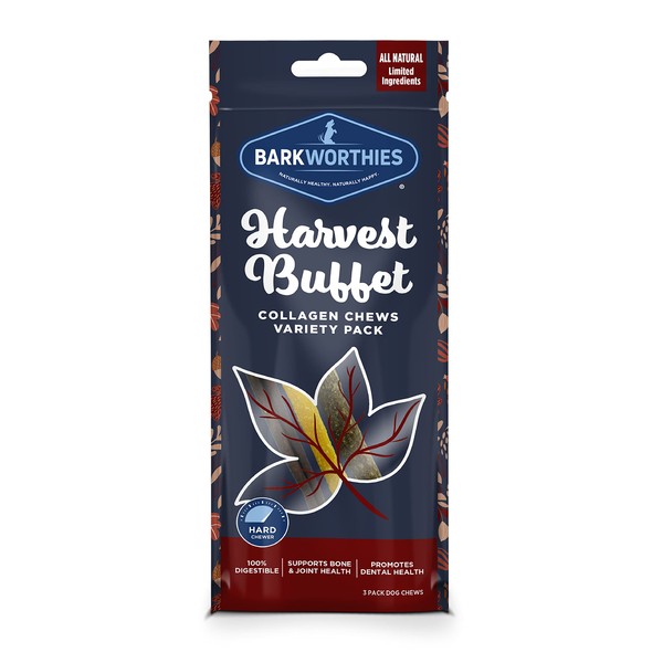 Barkworthies Harvest Buffet Collagen Sticks (6-Inch, 3-Count) - Great Tasting,