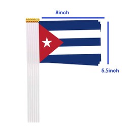 25 Packs Small Cuba Flags on Handheld Stick，Miniature Cuban Flag for Outside,4x6 Inch Mini Hand Held Banner with Golden Topper,Patriotic Decorations
