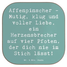 Mr. & Mrs. Panda Coaster Saying "Affenpinscher Liebe - Geschenk, Vier Pfoten, Hund Tasse Coaster, Coaster, Loyal Heartbreaker"