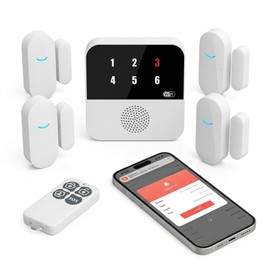PILSAMAS Wi-Fi Door and Window Alarms for Dementia Wandering Seniors (4 Sensors), Smart Caregiver Pager with App Alerts, ID Display, 328ft Range Whole Home Door Sensor Chime for Kids, Toddler Security
