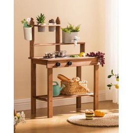 ROBUD Mud Kitchen for Kids Outdoor, Wooden Outdoor Play Kitchen, Kids Mud Kitchen with Removable Sink & Faucet, Monteeori Toys for Children Ages 3+ Years, WG404