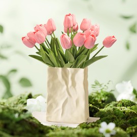 faucye 20pcs Tulips Artificial Flowers Fake Flowers for Decoration, Faux Flowers Tulips Real Touch Arrangement Bouquet for Wedding Home Office Party, Faux Flower Bulk Gift Idea for Mothers Day (Pink)