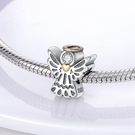 Pandach Women's Charm Pendant for Bracelet, 925 Sterling Silver Charms Beads Fits Bracelet and Necklace, Compatible with European Bracelets for Women Girls C12, Sterling Silver, Cubic Zirconia