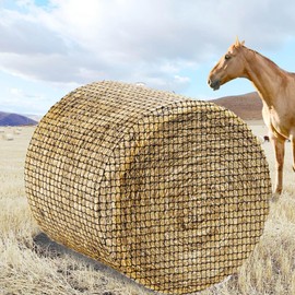 Novellaire Thick & Durable Round Bale Hay Net for Horses- Large 5x5ft Size, Black Nylon Net with 1.75 Inch Holes - Slow Feed Hay Nets for Horses and Goats - Healthier Feeding Solution.