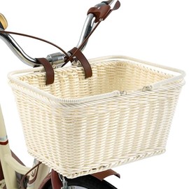 GRANNY SAYS Cesta de bicicleta, cesta de mimbre para bicicleta, cesta de bicicleta tejida a mano, cesta de mimbre desmontable para manillar delantero