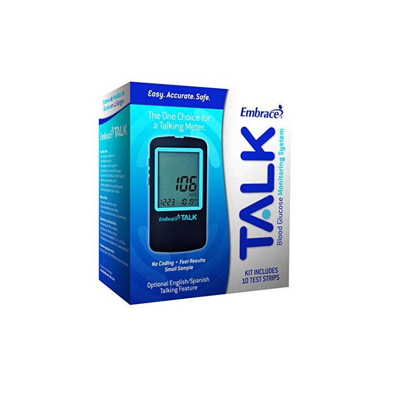 Embrace Talk Blood Glucose Starter Kit includes 1 Meter and