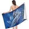 Zomer Microfibre Beach Towel Printed with Dolphin Group, Blue, 70