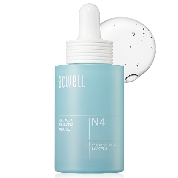 ACWELL Real Aqua Balancing and Hydrating Facial Ampoule Serum 1.18 fl.oz. - Moisturizing for Sensitive Skin, Face serum for Men, Women, Seaweed Extract and Amino Acid