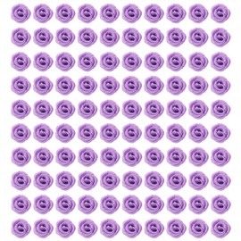 Shapenty 1.5cm Mini Satin Ribbon Roses Flowers for Sewing Dress Craft Project Scrapbooking Valentine’s Day Wedding Birthday Christmas Ornament Embellishment Gift Decor Wrapping, 100PCS (Light Purple)
