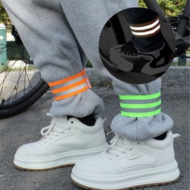 2-Pack Reflective Safety Bands for Ankle & Wrist - Night Jogging, Running, Work, Cycling, Motorcycling Safety Band (Fluorescent Orange) 6ea