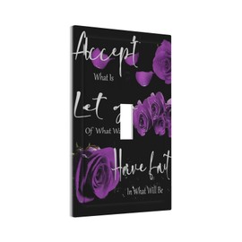 Purple Rose Flowers Single Toggle Light Switch Plates Outlet Covers Thankful Grateful Blessed Romantic Showy Elegant Decorative 1 Gang Receptacle Wall Plate Bedroom Decorate Plug Light Switch Cover