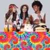 Newwiee 3 Pcs Tie Dye Tablecloth Rainbow Table Cloth 54