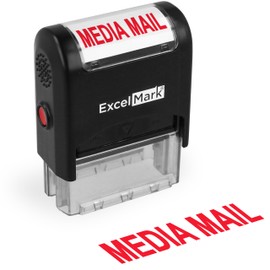 ExcelMark Media Mail Self Inking Rubber Stamp - Red Ink