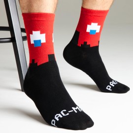 Pac-Man Calf Socks for Men Women Teens Breathable Pack of 5 Soft Socks Retro Funny Gifts for Him (Black/Multi, 9/12 UK)