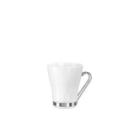 Bormioli Rocco Cappuccino Opal with Stainless Steel Handle, Set of 4, 7.5 oz, White