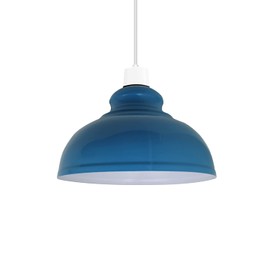 LEDSone Industrial Pendant Ceiling Light Shade, 29cm Retro Kitchen Pendant Ceiling Lights Vintage Metal Loft Bar Hanging Chandelier Lighting Rustic Pendant Lamp Shade (Curvy-Blue)