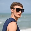Dollger Square Oversized Sunglasses for Women Men Trendy Flat Top