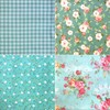 BIKHYY 8 Pieces 18X22 inches Blue Green Floral Cotton Fabric