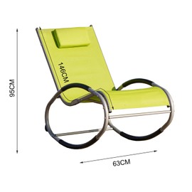 Direct Wicker Patio Rocking Recliner Chair Curved Chaise Lounge Chair w/Pillow for Yard Pool Outdoor Indoor, Iron Rock O-Shaped Lounge Chair (Green)