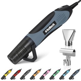 ROMECH 350W Heat Gun with 2 Nozzles, Dual Temp Heat Gun 400°F-660°F, Fast Heat Hot Air Gun with Overload Protection for DIY Craft Embossing Shrink Wrapping (Blue)