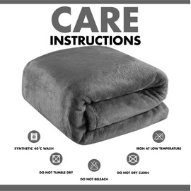 Lions Fleece Throw Blanket - 100% Polyester, Ultra Soft Faux Fur Extra Large Warm Cosy Plain Solid Large Blankets for Sofa Bed Settee Couch (Charcoal, 200x240cm)