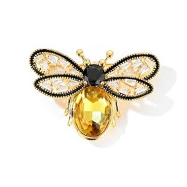 Crystal Bee Pearl Brooches Exquisite Insect Bee Brooches Pins for Women-D Yellow