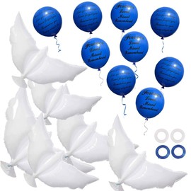 26 Pieces Blue Memorial Funeral Remembrance Balloons and 41.3 Inch Biodegradable Peace Dove Balloons for Release in Sky,Condolence, Funeral, Anniversary, Memorial Services