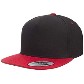 Yupoong Unisex-Adult's YP Classics 5 Panel Cotton Twill Snapback 2 Tone, Black/red, One Size