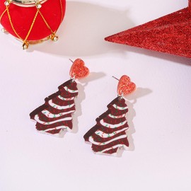 Christmas Tree Earrings Acrylic Holiday Xmas Tree Dangle Earrings Christmas Jewelry Gift for Women