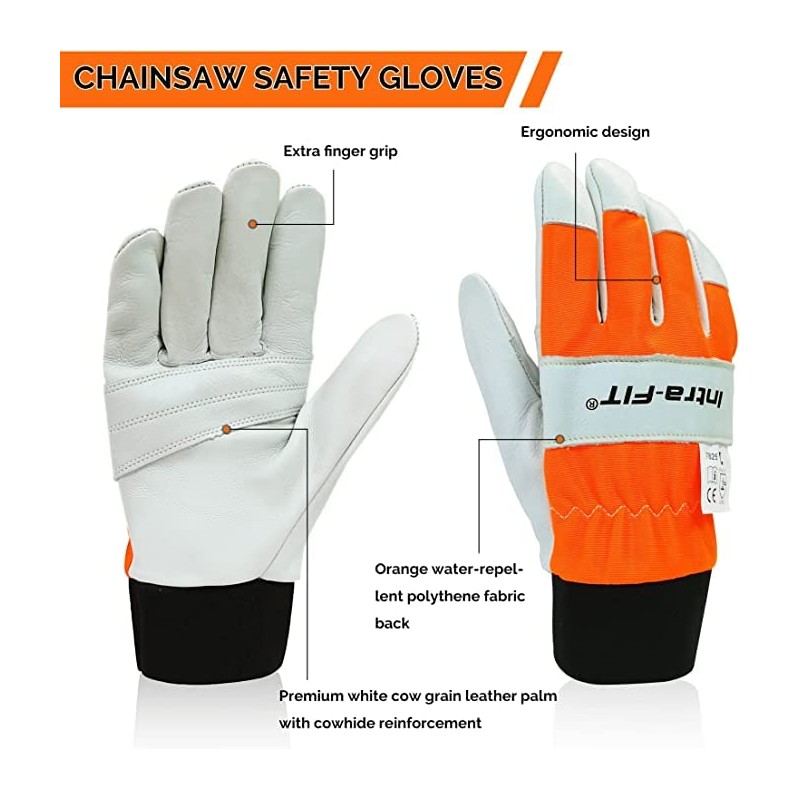 Intra-FIT Chainsaw Gloves Saw Protection on Left Hand Back, Cut-Resistance