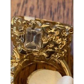 Unbranded 18 K HGE Nugget Ring With CZ Pillow Cut , Size 11