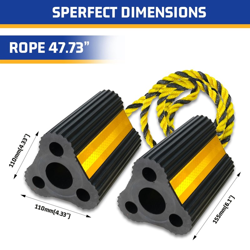 YATOINTO Heavy-Duty Wheel Chocks, Rubber Wheel Block 2pcs