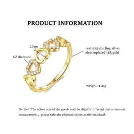 Bellitia Jewelry 18 Carat Gold-Plated Rings with Cubic Zirconia for Women Girls Stacking Rings Heart Rings Engagement Rings Wedding Rings Band Ring, 925 Sterling Silver, Silver, cubic zirconia, Cubic