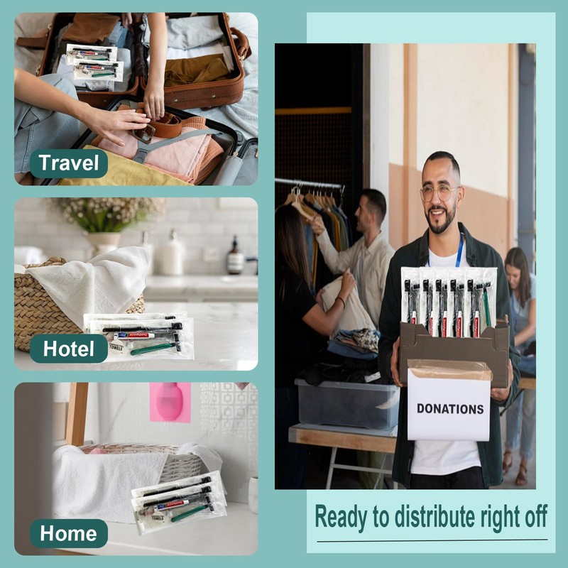 12 Sets Personal Hygiene Kit Bulk, Disposable Toothbrushes with Toothpaste,