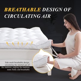 DOWNCOOL 3 Inch Queen Mattress, Ultra Thick and Fluffy Supportive Memory Foam Mattress Topper for Body Pain, Pad with Breathable Mesh Design for Deep Sleep, 80x60x3 Inches