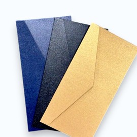 Envelope Glossy Pearl Paper (10 Sheets), Navy, Western Length 6, Western-Shaped Envelopes, Glitter, Invitations, Gift, Wrapping, Stylish, Thick Paper, Non-Transparent, Letters