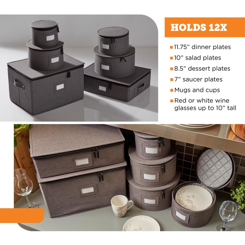 storageLAB China Storage Containers, Hard Shell Case with Felt Dividers