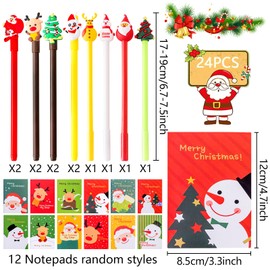 SOETDERT Christmas Stationery Set, 12 Mini Notepad Christmas, 12 Christmas Ballpoint Pens Cartoon, Christmas Gifts for Classmates and Children, Christmas Party, Party Bag Filler