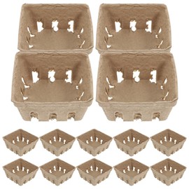 Vanzack 20 Pack Paper-Plastic Fruit Tray Biodegradable Harvest Basket for Strawberries Blueberries and Other Fruits Durable Pulp Fiber Produce Holder for Storage and Display