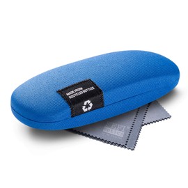 FEFI - Hard case glasses case with fabric cover made from recycled PET bottles, blue