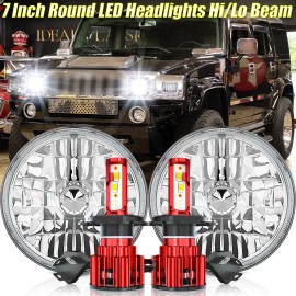 CHUSYYRAY For Hummer H2 2003-2009 Pair DOT 7 inch Round led Headlights DRL High Low Beam