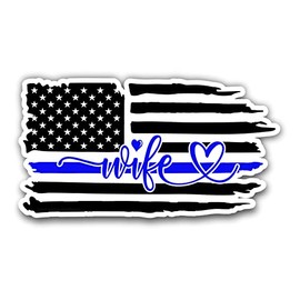 Thin Blue Line Wife Vinyl Sticker Support Back The Blue (5 Inches Wide)