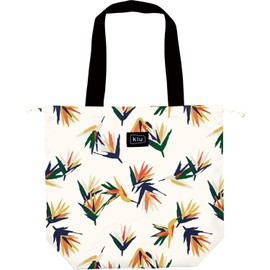 KiU K82-157 Waterproof Waterproof Bag Cover, Tote Bag, 2-Way Eco Bag, Compact, Packable, Foldable, Cute, Stylish, Unisex, Tropical Flower and Bird, Off