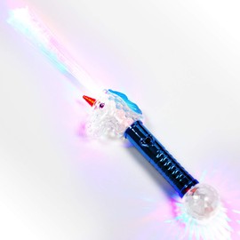The Glow Company Light Up Flashing Unicorn Fibre Optic Torch Wand (3 Pack)
