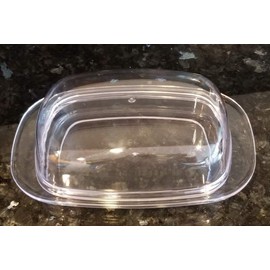 Large Double-Wide Clear Acrylic Butter Serving Storage Dish with Lid