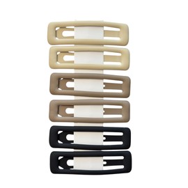 6 Pcs 2.5 Inch Matte Metal Snap Hair Clips Grips Hair Barrettes BB Clips Pins Styling Hair Accessories for Girls,Women,keep loose hairs bangs and flyaways away from face (Cream-Black Set)