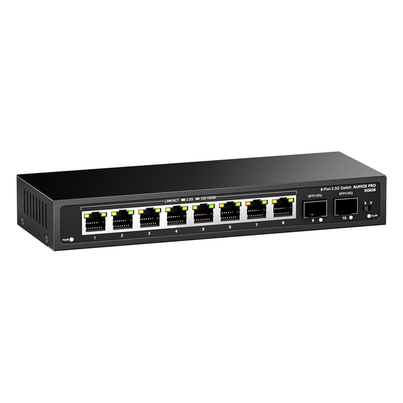 10 Port 2.5Gb Unmanaged Ethernet Switch with 8* 2.5G Base-T
