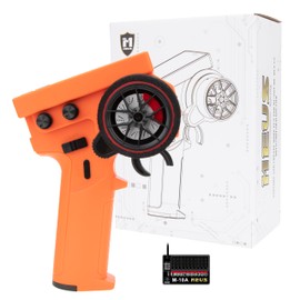 MEUS RACING ME-10B RC Transmitter 10 Channels 2.4GHz and Receiver with Coach Mode for 1/8 1/10 1/18 1/24 RC Crawler Car Boat TRX4 TRX4M SCX10 SCX24 Upgrades Parts (Orange)