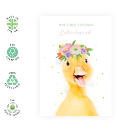 Central 23 Lustige Enten-Geburtstagskarte für Frauen – 'HAB EINEN SCHÖNEN GEBURTSQUACK' – humorvolle Geburtstagskarten für Kinder Freunde sie – Wortspiel – kommt mit Aufklebern